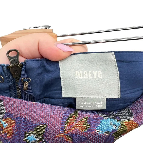 Anthropologie Maeve Cardana Mini Skirt Floral Brocade  Blue Purple Size US 4 - Picture 8 of 9